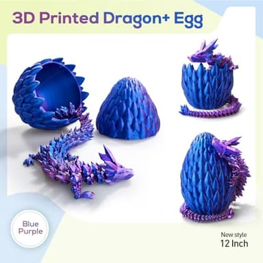 3D Printed Dragon Egg,Dragon Eggs with Dragon Inside,Surprise Dragon Egg Toy,12'' Full Articulated Crystal 3D Dragon,Cool Animals Dino Eggs for 5-7 4-6 8-12 Year Old Boys Kid Girls - Image 8