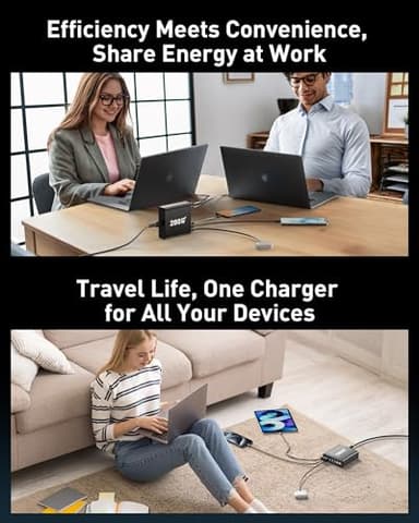 280W USB C Charger Block, 8-Port USB C Charging Station GaN III PD 65W Laptop Charger Adapter Compatible with MacBookPro/Air,DELL,iPad,Portable Charging Station for iPhone,Samsung Galaxy (Black) - Image 6