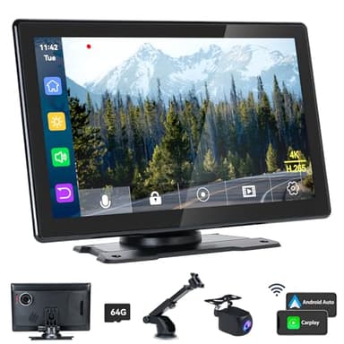 ALIESTFDNO 9" Wireless CarPlay Touchscreen for Car,Apple Carplay & Android Auto Car Play Screen with 4K Dash Cam,1080p Rear Camera,GPS Navigation,Car Stereo Receiver with Bluetooth, AirPlay - Image 1