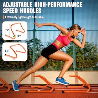 Agility Ladder, Speed Training Equipment Set, 20ft Agility Ladder, 12 Soccer Cones, 4 Hurdles, Jump Rope, Running Parachute, Basketball Football Soccer Training Equipment for Kids, Youth, Adults - Image 4