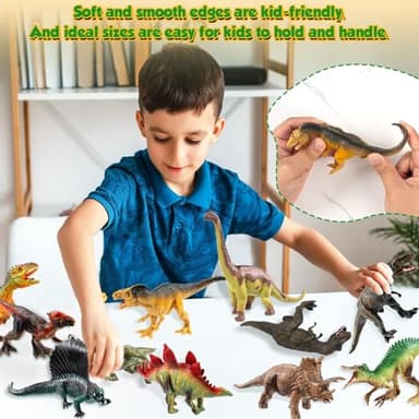 OuMuaMua Dinosaur Toys for Kids 3-5, 12 Pack Realistic Plastic Dinosaur Figure Set Including T-Rex, Stegosaurus, Monoclonius, Dino Toys for Boys 5-7 Party Favors, 6 to 7 Inch Large Size - Image 4