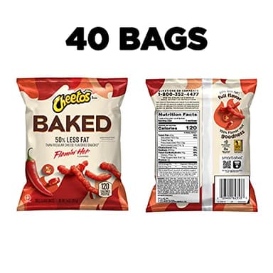 Frito Wnaldc Lay Baked Cheetos Crunchy Flamin' Hot, 0.87 Ounce Pack of 40 - Image 2
