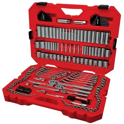 CRAFTSMAN Tool Set, 189 Piece Mechanics Tool Set, 1/4 ,3/8and 1/2 Inch Drive Socket Wrench Set with Thinner Ratchet, Steel 6 and 12point Sockets, Wrenches, Hex Keys and Specialty Bits (CMMT12134) - Image 1