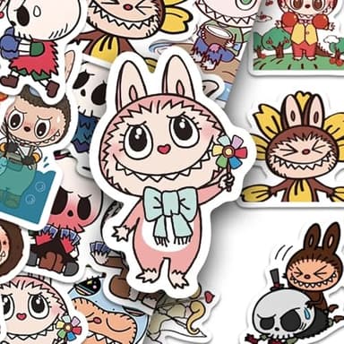 70 Pcs Labubu Cartoon Sticker Water Bottle Fun Cute Stickers Suitable for Teenagers and Adults Vinyl Stickers Suitable for Laptop Skateboarding Party Supplies - Image 8