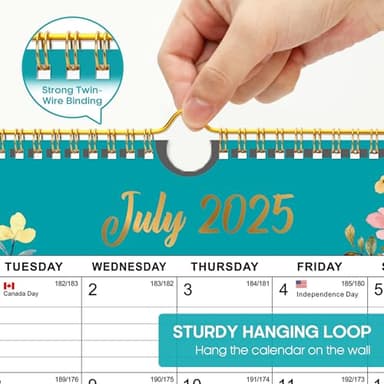 Calendar 2025-2026, Monthly Wall Calendar from July 2025 to December 2026, 11.5" x 14.7", Spiral Binding Hanging Wall Calendar, Perfect for Home or Office, Floral - Image 3