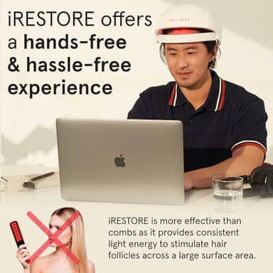 iRestore Essential - Laser Red Light Therapy for Hair Growth - FDA Cleared Hair Loss, Hair Thinning & Alopecia Treatment for Men & Women - Laser Cap for Hair Regrowth Stimulate Denser Fuller Hair - Image 3