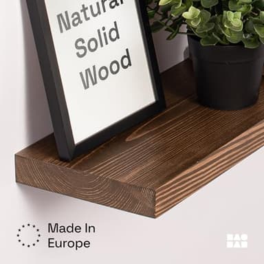 BAOBAB WORKSHOP Wood Floating Shelves Set of 2 - Rustic Shelf 24 inch - Floating Shelf for Wall Mounted - Wide Wooden Wall Shelves for Living Room Bedroom Kitchen Bathroom - Dark Walnut - 24W x 6.7D - Image 6