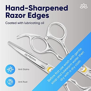 Equinox Professional Razor Edge Series Barber Hair Cutting Scissors - Japanese Stainless Steel Salon Scissors - 6.5” Overall Length - Fine Adjustment Tension Screw - Premium Shears for Hair Cutting - Image 4