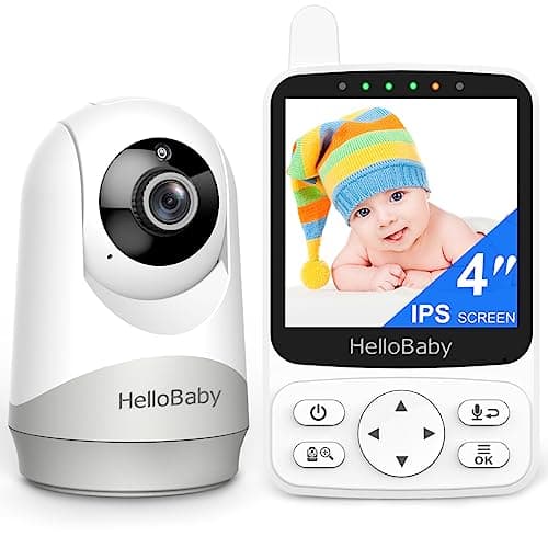 HelloBaby No WiFi Baby Monitor with Voice-Activated Night Vision,4" IPS Camera and Audio, 2-Way Talk and PTZ, 26H Battery and 1000ft Range, Portable for Nursery and Travel - Image 1