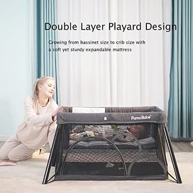 Pamo Babe Travel Crib - Lightweight Baby Playpen with Bassinet, Portable Mini Playard - Image 4