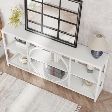 Tribesigns 70.9 inch Sofa Console Table, Modern Extra Long Entryway Tables with 3 Tier Storage Shelves Metal Frame for Foyer Hallway Living Room Behind Couch, Pure White - Image 4