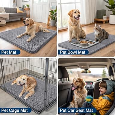 Smiry Dog Door Mat for Muddy Paws 47x32, Absorbs Moisture and Dirt Doormat, Non-Slip Washable Quick Dry Chenille Front Door Mat Indoor Entrance, Entryway Carpet for Inside Floor, Grey - Image 6
