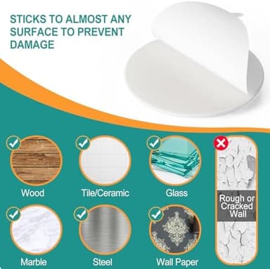 3.15"] Door Stoppers Wall Protector, 6 Pcs Large White Silicone Door Bumpers with Strong Thickened Adhesive,Shock Absorbent Door Knobs Wall Protectors to Cover up Damage and Protect Wall Surfaces - Image 7