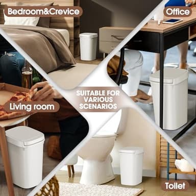 CEROELDA 3 Pack Bathroom Trash Can with Lid, 10L/2.6 Gal Small Garbage Can with Press Top Lid, Slim Plastic Waste Basket for Toilet, Office, Bedroom (Muti 1, 3 Pack) - Image 6