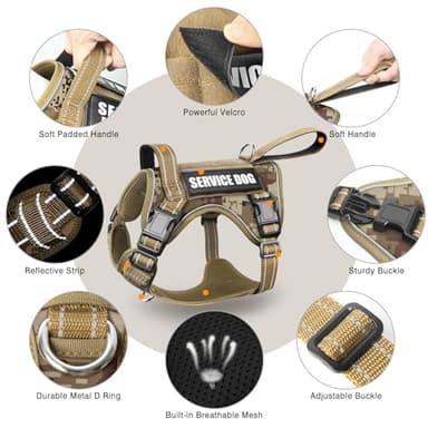 WINSEE Tactical Dog Harness, No Pull Dog Harness for Medium Large Dogs with Handle & Molle, Military Service Dog Vest Harness in Training Pet Harness for Small Dogs - Image 5