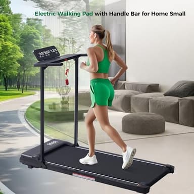 Compact Walking Pad with Handle Bar, Foldable Electric Treadmill with Handles and 3.5HP Powerful, Portable Small Walking Pads Treadmill for Home Small Spaces,400LBS Weight Capacity - Image 3