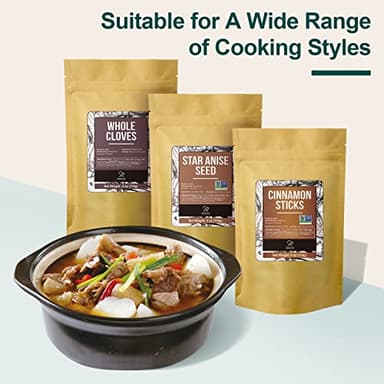 Soeos Cinnamon Sticks Bulk + Star Anise Whole + Whole Cloves Bulk, 4oz Each, All Natural, No Preservative, Starter Spice Set, Perfect Refill for Kitchen Spices - Image 9