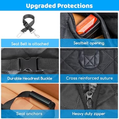 URPOWER Back Seat Extender for Dogs - Hard Bottom Dog Car Seat Cover Holds 420 lbs, Waterproof Dog Hammock Dogs Bed for Cars, SUVs & Small Trucks, Pet Backseat Protector with Mesh Window & Large Space - Image 8