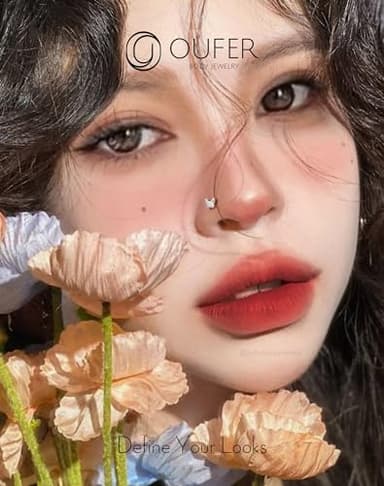 OUFER Butterfly Nose Studs, 925 Sterling Silver Nose Rings, L-Shaped Nose Piercing Jewelry, Cute Nostril Piercing, 20G Nose Rings For Women-7MM - Image 5