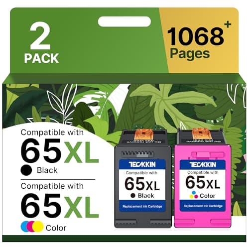 TECKKIN 65XL Ink Cartridge Black/Color Combo Pack High Yield Replacement for HP Ink 65 65XL Works for HP DeskJet 3755 3772 3700 3752 3722 2600 2622 Envy 5055 5000 5070 (2 Pack) - Image 1