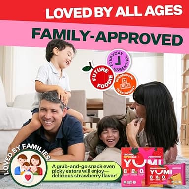 YUMI Organic Breakfast Superbar, Gluten-Free, No Added Sugar, 7+ Vegetables, Soft-Baked Crust, Healthy Snack Bars for Kids, School Safe, Healthy Alternative to Granola Bars or Cereal Bars, Strawberry (30ct) - Image 8