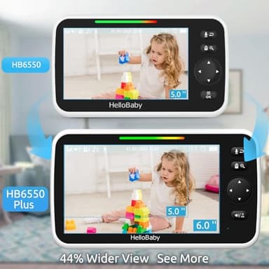 HelloBaby 6'' World First IPS 30H Battery Split-Screen Video Baby Monitor with Camera and Audio, No WiFi, Pan-Tilt-Zoom, VOX, 2-Way Talk, Night Vision, 8 Lullabies, 1000ft, for New Parents/Elderly - Image 3