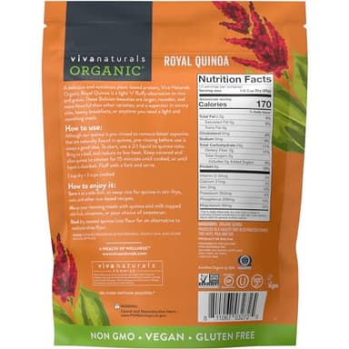 Viva Naturals Organic Quinoa,24 oz (1.5 lb)-Gluten Free and Vegan Complete Plant Protein,Easy to Use Source of Fiber and Iron,USDA Organic and Pre Washed,Non-GMO Whole Grain Rice and Pasta Substitute - Image 7