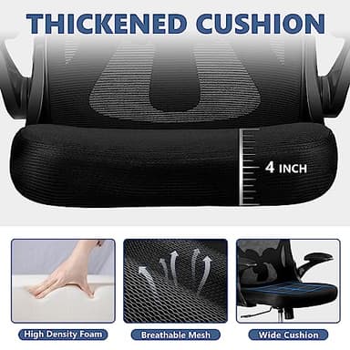 Winrise Office Chair Desk Chair, Ergonomic Mesh Computer Chair Home Office Desk Chairs, Swivel Task Chair Mid Back Breathable Rolling Chair with Adjustable Lumbar Support Flip Up Armrest (Black) - Image 6