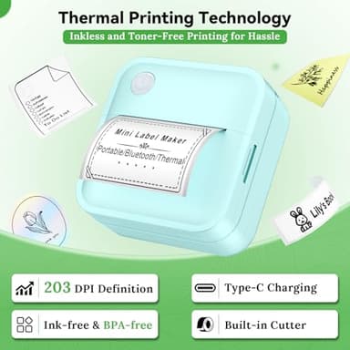 Miouca Label Maker Machine with Tape - 14 Sizes Mini Sticker Printer Bluetooth Label Printer for Home Office Organization, Portable Thermal Sticker Maker Print Pod with Multiple Templates for Phone - Image 4