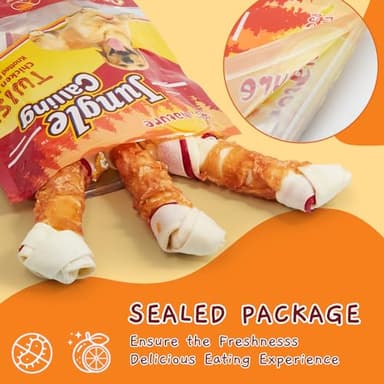 Jungle Calling Chicken Wrap Knotted Bones Dog Chews, Long Lasting Beefhide Treats Real Rawhide Bones for Large Dogs Edible Training Treats - Image 8