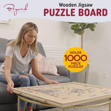 1000 Piece Wooden Jigsaw Puzzle Table - 4 Drawers, Rotating Puzzle Board | 30” X 22” Jigsaw Puzzle Board | Puzzles Cover Included - Portable Puzzle Tables for Adults and Kids by Beyond Innoventions - Image 7