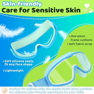 Vvinca Kids Goggles with Comfort Fabric Strap, Kids Swim Goggles Wide View Anti-Fog/UV No Leaking Swimming Goggles for 3-14 - Image 6