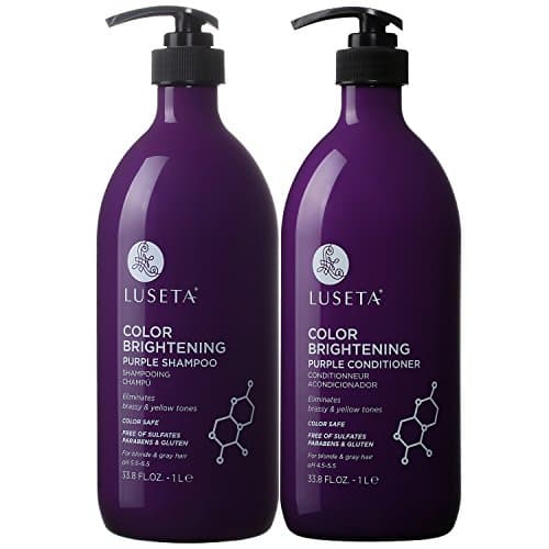 L LUSETA Color Brightening Purple Shampoo and Conditioner Set for Blonde and Gray Hair, Infused with Cocos Nucifera Oil to Help Nourish, Moisturize and Condition Hair, 2x33.8oz - Image 1