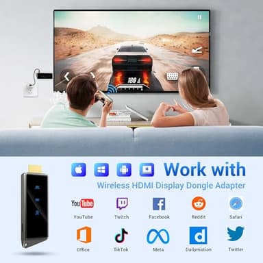 Wireless HDMI Display Dongle Adapter, Portable Transmitter, Streaming Media Video/Audio/File HDMI Wireless Extender from Smartphone,Laptop to HDTV/Monitor/Projector, Support Airplay DLNA Miracast - Image 5