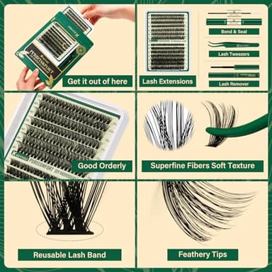 KEYYOU Lash Clusters Kit DIY Lash Extension Kit 280pcs Soft Lash Clusters 60D+80D D Curl Easy to Apply with Bond and Seal Applicator Remover Eyelash Extension Kit at Home(RMkit-60D80D-D-10-18mix) - Image 2