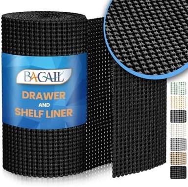 BAGAIL Drawer and Shelf Liner, 12 in X 10 Ft Non-Adhesive Shelf Liners for Kitchen Cabinets, Thick Strong Grip Liners for Desk, Shelves, Bathroom Drawers, Cabinet Protection - Black - Image 3