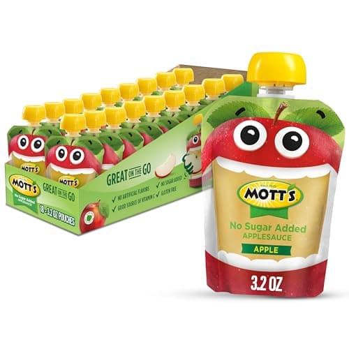 Mott's No Sugar Added Applesauce, 3.2 oz clear pouches, 18 pack - Image 1