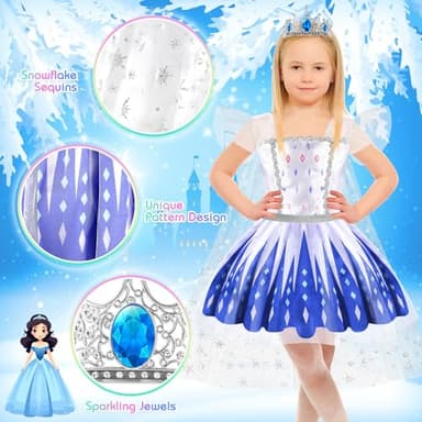 EULRGAUS Princess Dress Up, Toddler Dress Up Clothes, Cosplay Princess Costume Gift Set with Princess Dresses and Princess Toys, Pretend Play Girl Toys Age 3-6, Halloween Christmas Birthday Gift - Image 3