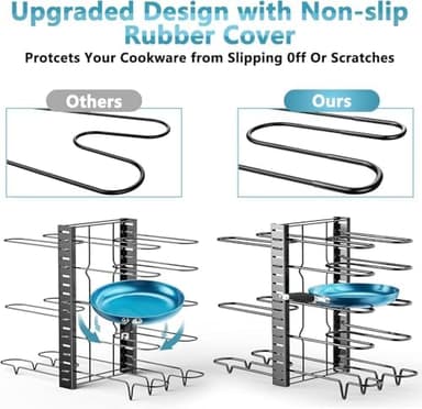 ORDORA Pots and Pans Organizer for Cabinet 16.61 Height, 8 Tier Pot Organizers Rack with 3 DIY Methods, Adjustable Pan Organizer under Cabinet Kitchen Organization and Storage - Image 4