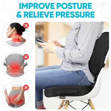 FORTEM Office Chair Cushion and Back Support for Office Chair, Lumbar Support Pillow, Memory Foam, Non Slip Sitting and Back Rest for Gaming, Car Seat Cushion, Chair Pad - Image 5