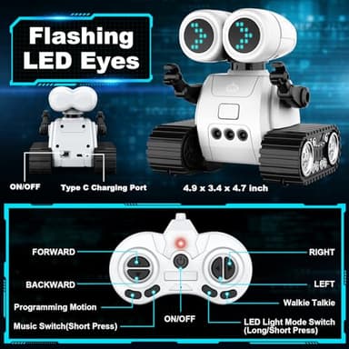 Hamourd Robot Toys for 3 Years Old Boys Girls- Robots with Walkie-Talkie Function, Gesture Sensing, Flexible Head & Arms, Programming Motion, Dance Moves, Music, and Shining LED Eyes, Kids Toys Gifts - Image 7