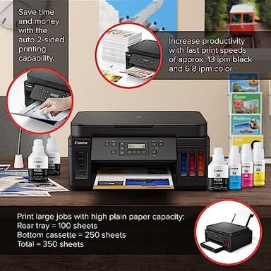 Canon PIXMA G6020 All-in-One Supertank Wireless (Megatank) Printer, Copier and Scan with Mobile Printing, Black, Works with Alexa - Image 3