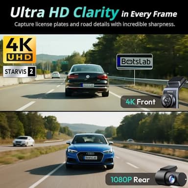 4K Dash Cam Front and Rear, STARVIS 2 Sensor, Voice Control, 64GB Card Included, 5GHz WiFi Dashcam Front and Rear Camera, Built in GPS, WDR Night Vision, 170°Wide Angle, 24H Parking Mode - Image 2