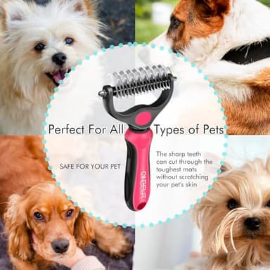 OneCut Pet Grooming Brush and Metal Comb Combo, Pet Grooming Rake and Brushes for Small, Medium & Large Dogs Double Sided Deshedding Tool Removes Knots and Tangled Hair (Blue) - Image 9