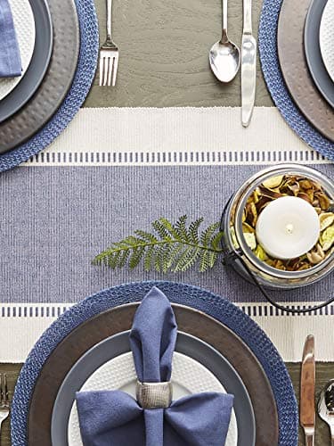 DII Dobby Stripe Woven Table Runner, 13x72-inch, French Blue - Image 6