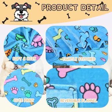 Rezutan Soft Fuzzy Dog Blankets, 1 Pack 3 for Large, Medium, Cat Pet- Comfort Flannel, Reversible Print Suitable for Dog Kennels & Beds, Sofas, Furniture, Gifts Puppy Essentials, 41 x 31 inch, Blue - Image 2