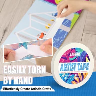 ZARBRE Artist Tape, White Art Tape for Watercolor Paper, Medium Tack Masking Drafting Tape for Painting Canvas Framing, Acid-Free, 0.5in x 164FT Long - Image 6