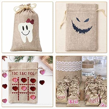 Homum Premium Burlap Gift Bags with Drawstring and Gift Tags & String, Reusable Gift Bags, Burlap Bags, Linen Sacks Bag for Wedding Favors Party Jewelry Pouches, Christmas, Coffee, DIY Craft Bags - Image 6