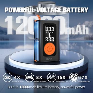 Koract Tire Inflator Portable Air Compressor for Car Tires - 150PSI Cordless Air Pump with Pressure Gauge, LED Light & Auto Shutoff - Fast Pump for Motorcycle, Bike, Balls, Sports Equipment - Image 3