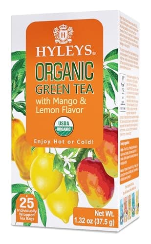 Hyleys Organic Green Tea Mango and Lemon Flavor - 25 Tea Bags - (6 Pack - 150 Tea Bags Total) - Image 4